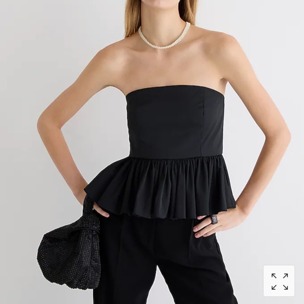 J. Crew Strapless taffeta peplum top